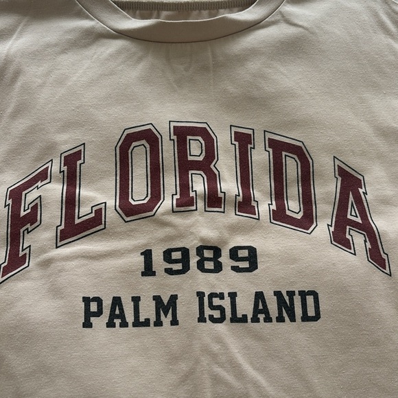 Women’s cropped t-shirt, “Florida” print, nude and red, worn once, Size S - Picture 2 of 4